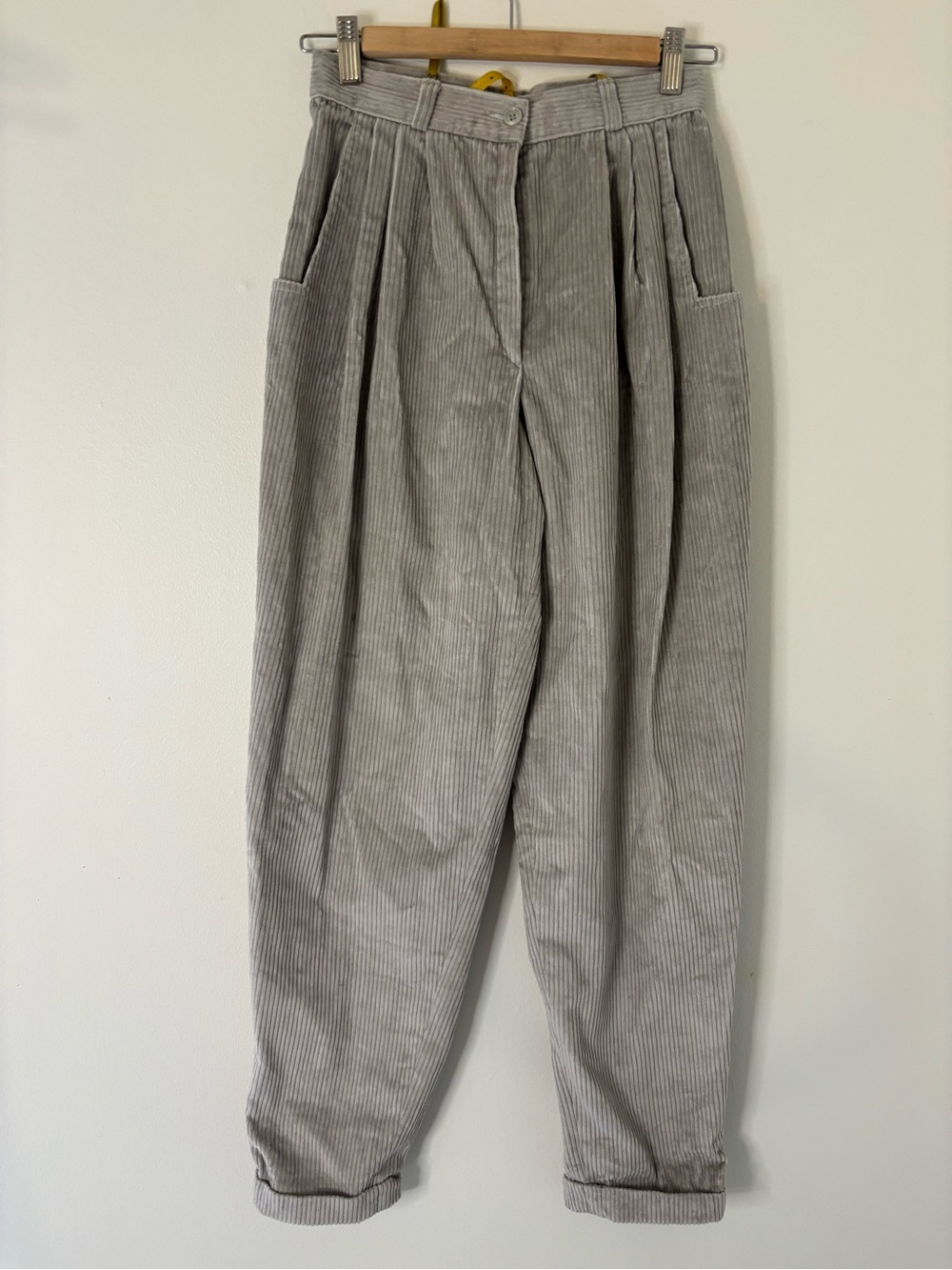 Grey Corduroy Pleated Pants